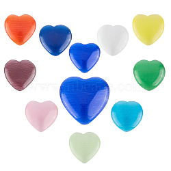 40Pcs 10 Colors Cat Eye Cabochons, Heart, Mixed Color, 15x15x3mm, 4pcs/color(CE-SC0001-02)