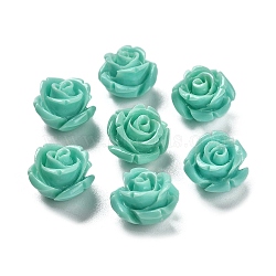 Synthetic Coral Carved Beads, Dyed, Flower, Turquoise, 11.5x11.5x8.5mm, Hole: 1.2mm(CORA-H003-01A-02)