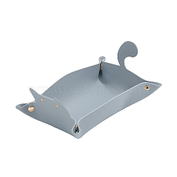 Leather Cartoon Cat Shape Cosmetics Jewelry Plate, Storage Tray for Small Desktop Object, Medium Aquamarine, 195x128x86mm(FIND-WH0152-14C)