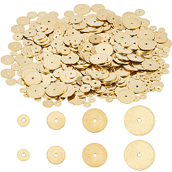 4 Styles Brass Spacer Beads, Flat Round, Raw(Unplated), 4~10x0.5mm, Hole: 1mm(KK-FH0008-24)