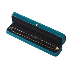 PU Leather Necklace Storage Box, Plush Interior Gift Case, for Chain Jewelry Showcase Necklace Holder, Dark Cyan, 24x5.5x3.8cm(OBOX-D007-07)