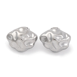 Non-Tarnish Ion Plating(IP) 304 Stainless Steel Stud Earrings, Stainless Steel Color, 16.5x20.5mm(EJEW-H013-33P)