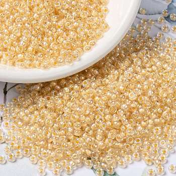 MIYUKI Round Rocailles Beads, Japanese Seed Beads, (RR282) Bisque Lined Crystal AB, 8/0, 3mm, Hole: 1mm, about 2111~2277pcs/50g