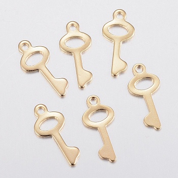 201 Stainless Steel Charms, Key, Golden, 16x7x0.8mm, Hole: 1.2mm