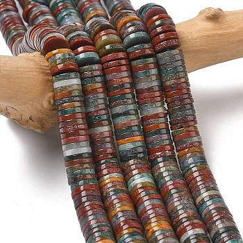 Natural Ocean Jasper Beads Strands, Disc, Heishi Beads, 8x1~1.5mm, Hole: 1.2mm, about 304pcs/strand, 15.16''(38.5cm)