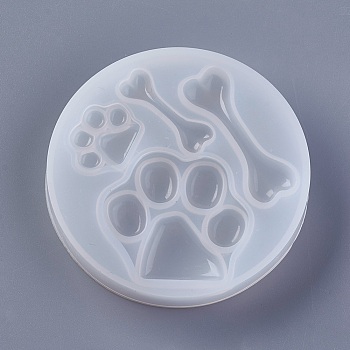 Silicone Molds, Resin Casting Moulds, Jewelry Making DIY Tool For UV Resin, Epoxy Resin Jewelry Making, Footprint, Bone, White, 75x12mm