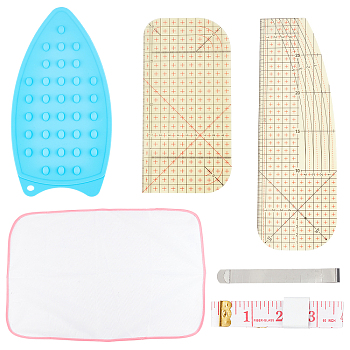 Hot Ironing Measuring Ruler Sets, with  Hot Ironing Measuring Ruler, Measurement Ruler Sewing Tool, Soft Tape Measure, Silicone Iron Rest Pad, Ironing Mat, Mixed Color, 7pcs/set