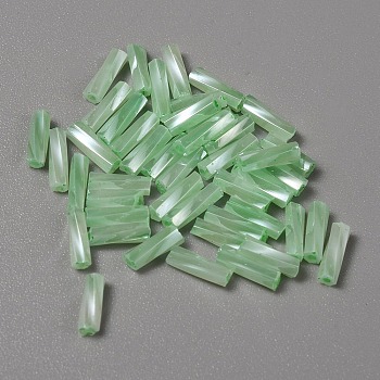 Opaque Colours Glass Twist Bugle Beads, Round Hole, Light Green, 6~7x2mm, Hole: 0.9mm, 270pcs/bag