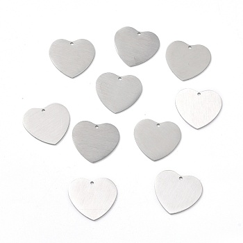 304 Stainless Steel Pendants, Double Side Drawbench, Stamping Blank Tag, Heart, Stainless Steel Color, 23.5x25x1mm, Hole: 1.6mm