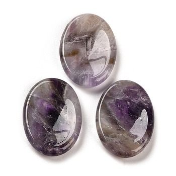 Natural Amethyst Oval Worry Stone, Anxiety Healing Crystal Thumb Stone, 34~35x24~25x6~7mm