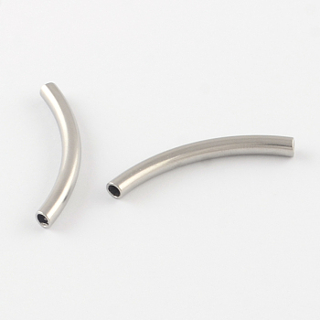 304 Stainless Steel Tube Beads, Stainless Steel Color, 40x4mm, Hole: 3mm