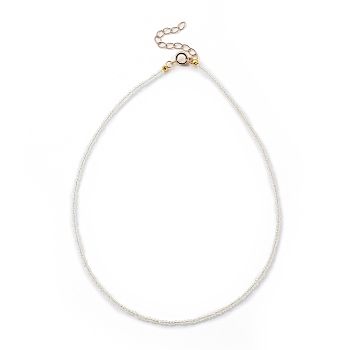Faceted Rondelle Glass Beaded Necklaces, with Golden Plated Brass Spring Ring Clasps, Light Yellow, 14.37 inch(36.5cm)