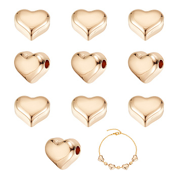Ion Plating(IP) 304 Stainless Steel Beads, Heart, Golden, 9x11x7mm, Hole: 1.5mm, 10pcs/box