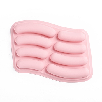 Sausage Food Grade Silicone Molds, with Plastic Lids, Fondant Molds, Baking Molds, Chocolate, Candy, Biscuits, UV Resin & Epoxy Resin Jewelry Making, Pink, 248x170x28mm
