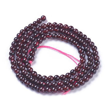 Natural Garnet Beads Strands, Round, 3.5~4mm, Hole: 0.8mm, about 119~121pcs/strand, 15.74 inch~15.94 inch(40~40.5cm)