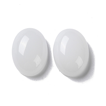 Glass Cabochons, Ovall, White, 18x13x5mm
