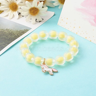 Perle en perle acrylique transparente perles de citrouille bracelet extensible pour enfant(BJEW-JB06593)-3