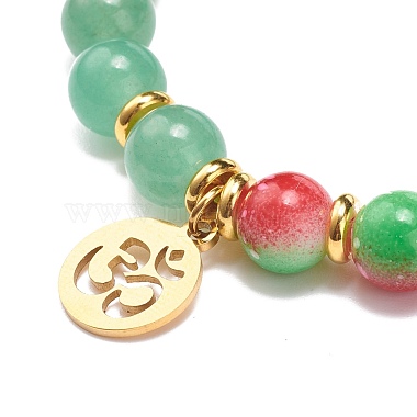 Эластичный браслет из круглых бусин из драгоценных камней и смолы(BJEW-JB08664)-5