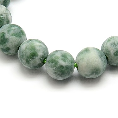 Frosted Natural Green Spot Jasper Round Bead Strands(G-M064-4mm-10)-2