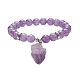 Round Natural Amethyst Beaded Stretch Bracelet with Nuggets Charms for Women(BJEW-JB09316-01)-1