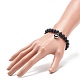 3Pcs 3 Style Natural Black Agate(Dyed) & Lava Rock & Synthetic Hematite Round Beaded Stretch Bracelets Set(BJEW-JB08897)-3