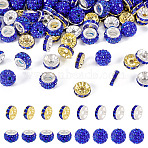 120Pcs 4Style Pave Disco Ball Beads, Polymer Clay Rhinestone Beads, Round & Flat Round, Mixed Color, PP13(1.9~2mm), 6 Rows Rhinestone, 10mm, Hole: 1.5mm(RB-TA0001-18)