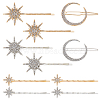 12Pcs 6 Styles Iron Rhinestone Hair Clips, Platinum & Light Gold, 56~70x15.5~37.5mm, 2pcs/style(PHAR-HS0001-02)