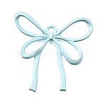 Spray Painted Alloy Pendants, Bowknot Charms, Light Sky Blue, 40x40x4.5mm, Hole: 2.5mm(AL-CBA31C4-03C)