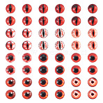 70Pcs 2 Styles Glass Cabochons, Half Round with Eye Pattern, Craft Eyes for Doll Making, Red, 8x2mm, 35pcs/style(GLAA-TADJ0001-18C)