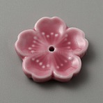Ceramic Incense Burners, Sakura Flower Incense Holders, Home Office Teahouse Zen Buddhist Supplies, Pale Violet Red, 45x47x8mm, Hole: 3.3mm(AJEW-WH0033-99B)
