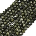 Natural Taiwan Jade Beads Strands, Natural Energy Stone Healing Power for Jewelry Making, Round, Olive Drab, 10mm, Hole: 1.5mm, about 38pcs/strand, about 15~16 inch/strand(X-Z0SRR014)