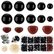 Plastic Doll Eyes & Nose Sets, with Washers, Craft Safety Eyes, for Crochet Toy and Stuffed Animals, Black, 6.5~11.5x12~17mm(FIND-WH0420-144D)