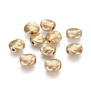 Alloy Beads, Lead Free & Nickel Free & Cadmium Free, Flat Round, Matte Gold Color, 10x4mm, Hole: 1.6mm(TIBEB-A004-024MG-NR)