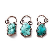 Synthetic Turquoise Pendants, with Red Copper Tone Tin Findings, Lead & Nickel & Cadmium Free, Nuggets, 43x29x14.5mm(G-M383-16R)