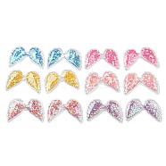 12Pcs 6 Colors PVC with Resin Accessories, DIY for Bobby pin Accessories, Glitter Powder, Angel Wings with Star, Mixed Color, 46x70x4mm(RESI-CJ0001-174)