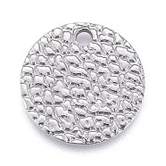 304 Stainless Steel Charms, Textured, Laser Cut, Flat Round, Stainless Steel Color, 12x1mm, Hole: 1mm(STAS-M228-B02-P)