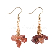 Natural Agate Clip Beads Dangle Cluster Earrings, with Brass Earring Findings, 43mm, Pin: 0.5mm(EJEW-JE03949-04)