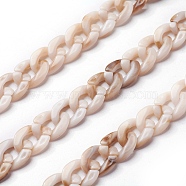 Acrylic Curb Chains, Antique White, Link: 13x10~10.5x2.5~3mm, about 70cm/strand, 27.56 inch(SACR-P065-R09)