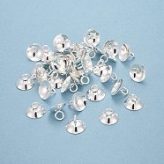 201 Stainless Steel Bead Cap Pendant Bails, for Globe Glass Bubble Cover Pendants, Silver, 7x10mm, Hole: 3mm(STAS-L244-27A-S)