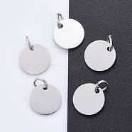 201 Stainless Steel Pendants, Manual Polishing, Flat Round, Stamping Blank Tag, Stainless Steel Color, 10x1mm, Hole: 3.5mm(STAS-S105-T637-1-10)