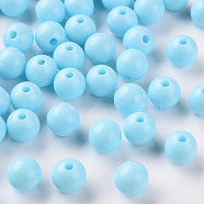 Opaque Acrylic Beads, Round, Sky Blue, 8x7mm, Hole: 2mm, about 111pcs/500g(MACR-S370-C8mm-A07)