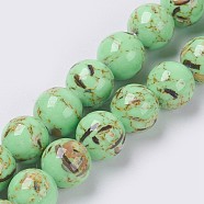 Sea Shell and Synthetic Turquoise Assembled Beads Strands, Round, Light Green, 6mm, Hole: 1.2mm, about 65pcs/strand, 15.7 inch(40cm)(G-G758-02-6mm)