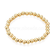 201 Stainless Steel Round Beaded Stretch Bracelet for Men Women, Real 18K Gold Plated, Inner Diameter: 2-1/4 inch(5.7cm), Beads: 7mm(BJEW-N017-163B-02)