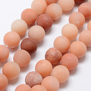 Natural Orange Aventurine Beads Strands, Frosted, Round, 8mm, Hole: 1mm, about 48pcs/strand, 15 inch(38cm)(G-G735-41F-8mm)