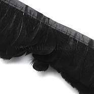 Fashion Feather Cloth Strand Costume Accessories, Black, 70~90x21~35mm, about 5m/bag(FIND-Q040-13B)