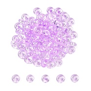 Transparent Dyed Colours Glass Seed Beads, Donut, Medium Orchid, 6x3mm, Hole: 1.2mm, about 2500pcs/pound(SEED-T007-02I)