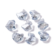 100Pcs Electroplate Glass Beads, Cat Shape, Faceted, Light Steel Blue, 8.5x8.5x5mm, Hole: 1mm(EGLA-P060-01B-PL03)