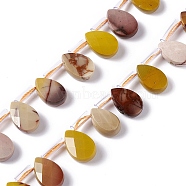 Natural Mookaite Beads Strands, Top Drilled Beads, Faceted, Teardrop, 12x8x4mm, Hole: 0.7mm, about 32pcs/strand, 15.08~15.24 inch(38.3~38.7cm)(G-G805-B19)