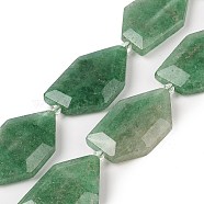 Natural Green Strawberry Quartz Beads Strands, Faceted Nuggets, 38.5~40x24~26x9mm, Hole: 2mm, about 9pcs/strand, 15.75''(40cm)(G-P548-A06-01)