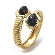 Natural Lapis Lazuli Snake Open Cuff Ring, Golden 304 Stainless Steel Finger Ring, US Size 7(17.3mm)(RJEW-C036-01A-G)